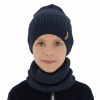 Czapka i komin dla chłopca jesienny, wiosenny komplet, ciemnoniebieski, 100% wełniany merino Chester-1