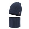 Czapka i komin dla chłopca jesienny, wiosenny komplet, ciemnoniebieski, 100% wełniany merino Chester-2
