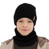 Czapka i komin dla chłopca jesienny, wiosenny komplet, ciemnoniebieski, 100% wełniany merino Chester-4