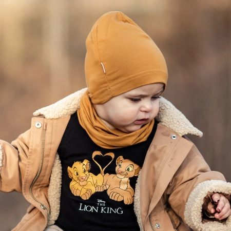Czapka i komin dla dziewczynki jesienny, wiosenny komplet, różowy, bawełniany Hazelka-5