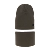 Czapka i komin dla chłopca jesienny, wiosenny komplet, khaki, bawełniany Frizi-1