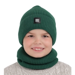 Czapka i komin dla chłopca zimowy komplet, zielony Amadeo-1