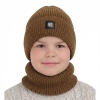 Czapka i komin dla chłopca zimowy komplet, camel, Amadeo-1