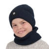 Czapka i komin dla chłopca zimowy komplet, granatowy Amadeo-4