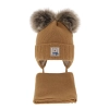 Czapka i szalik dla chłopca zimowy komplet, camel, z dwoma pomponami Jewel-2