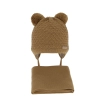 Czapka i szalik dla chłopca zimowy komplet, camel, z dwoma pomponami, wiązany Franki-2