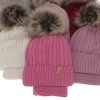 Czapka i komin dla dziewczynki zimowy komplet, różowy, wełniany merino Mirabel-3