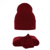Czapka i szalik damski zimowy komplet, bordowy, 100% wełniany merino Melpomena-2