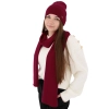 Czapka i szalik damski zimowy komplet, bordowy, 100% wełniany merino Melpomena-7