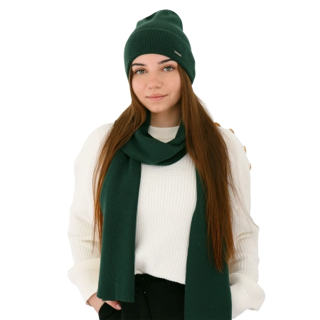 Czapka i szalik damski zimowy komplet, bordowy, 100% wełniany merino Melpomena-9