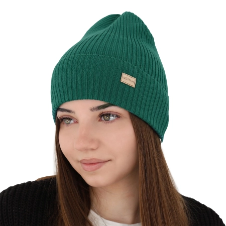Czapka damska zimowa, wiosenna, zielona, 100% wełniana merino, Sophie-1