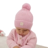 Czapka zimowa dla dziewczynki, różowa, 100% wełniana merino, podszyta wełnianym polarem, wiązana, z pomponem Havana-1
