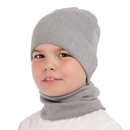 Czapka i komin dla chłopca jesienny, wiosenny komplet, z bawełną, niebieski Timothe-4