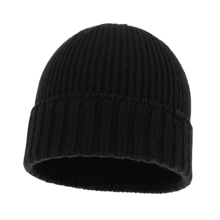 Czapka zimowa męska, czarna, 100% wełniana merino, bezszwowa Bruner-2