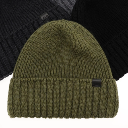 Czapka zimowa męska, zielona, 100% wełniana merino, bezszwowa Bruner-4