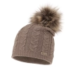 Czapka zimowa damska, ciemnobeżowa, z wełną merino Bafi-2