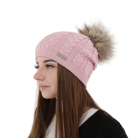Czapka zimowa damska, camel, z wełną merino Bafi-7