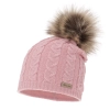 Czapka zimowa damska, różowa, z wełną merino Bafi-2