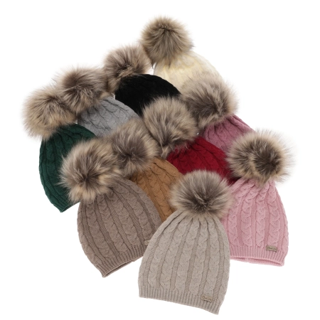 Czapka zimowa damska, różowa, z wełną merino Bafi-3