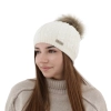 Czapka zimowa damska, różowa, z wełną merino Bafi-5