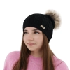 Czapka zimowa damska, różowa, z wełną merino Bafi-6