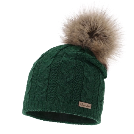 Czapka zimowa damska, zielona, z wełną merino Bafi-2