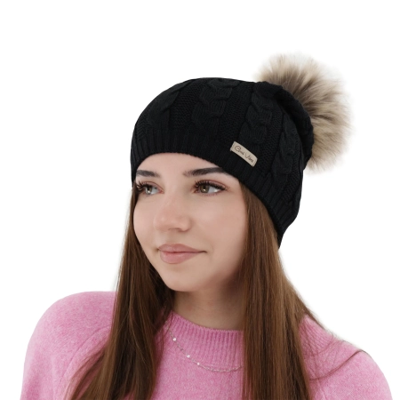 Czapka zimowa damska, zielona, z wełną merino Bafi-7