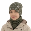 Czapka i komin dla chłopca jesienny, wiosenny komplet, khaki, bawełniany Paolo-1