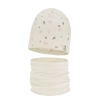 Czapka i komin dla dziewczynki jesienny, wiosenny komplet, kremowy, bawełniany Fiora-2