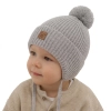 Czapka zimowa dla chłopca, szara, 100% wełniana merino, podszyta wełnianym polarem, wiązana Tacco-1