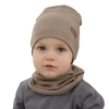 Czapka i komin dla chłopca jesienny, wiosenny komplet, khaki, bawełniany Frizer-5