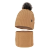 Czapka i komin dla chłopca zimowy komplet, camel, z pomponem Relax-2