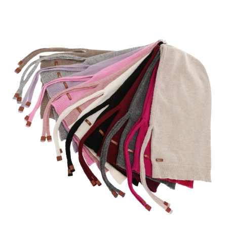 Kominiarka zimowa damska, różowa, z wełną merino, Elizabeth-3