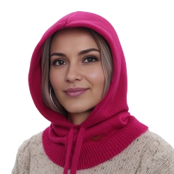 Kominiarka zimowa damska, fuksjowa, z wełną merino, Elizabeth-1