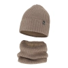 Czapka i komin dla chłopca zimowy komplet, beżowy, wełniany merino Gecko-2