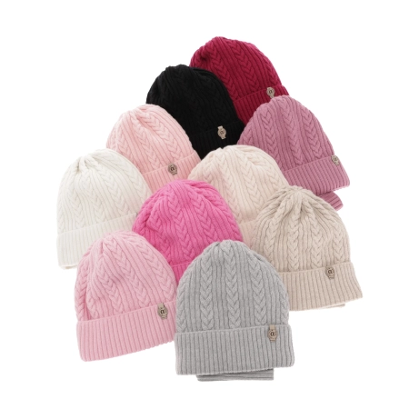 Czapka i komin dla dziewczynki zimowy komplet, różowy, 100% wełniany merino Jenny-8