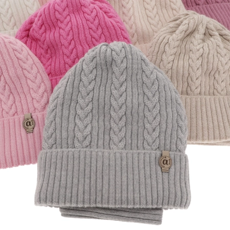 Czapka i komin dla dziewczynki zimowy komplet, szary, 100% wełniany merino Jenny-7