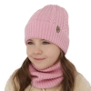 Czapka i komin dla dziewczynki zimowy komplet, różowy, 100% wełniany merino Jenny-2