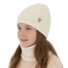 Czapka i komin dla dziewczynki zimowy komplet, kremowy, 100% wełniany merino Jenny-1