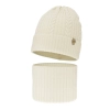 Czapka i komin dla dziewczynki zimowy komplet, kremowy, 100% wełniany merino Jenny-2