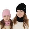 Czapka i komin dla dziewczynki zimowy komplet, kremowy, 100% wełniany merino Jenny-5