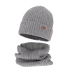 Czapka i komin dla chłopca zimowy komplet, szary, z wełną merino Palermo-1