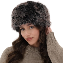 Czapka zimowa damska, podszyta polarem z wełny merino, brązowa Holly-1