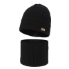 Czapka i komin dla chłopca jesienny, wiosenny komplet, czarny, 100% wełniany merino Intro-2