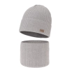Czapka i komin dla chłopca jesienny, wiosenny komplet, jasnoszary, 100% wełniany merino Intro-1