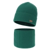 Czapka i komin dla chłopca jesienny, wiosenny komplet, szmaragdowy, 100% wełniany merino Intro-2