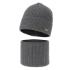 Czapka i komin dla chłopca jesienny, wiosenny komplet, szary, 100% wełniany merino Intro-1