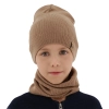 Czapka i komin dla chłopca jesienny, wiosenny komplet, camel, 100% wełniany merino Richi-1