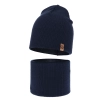 Czapka i komin dla chłopca jesienny, wiosenny komplet, granatowy, 100% wełniany merino Richi-2