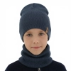 Czapka i komin dla chłopca jesienny, wiosenny komplet, niebieski, 100% wełniany merino Richi-1